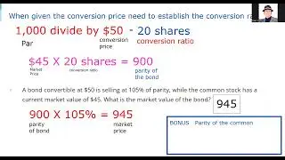 Market Price of the Convertible if 105% above Parity ........  Series 7 Exam Prep