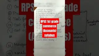 RPSC 1st grade commerce (accounts) syllabus#1st grade#pen pencil classes commerce#handwrittennotes