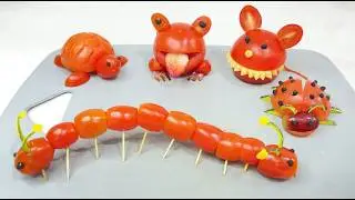 How to Make 5 Cute Tomato Animals | Easy Fruit Carving Ideas for Beginners