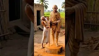 &ldquo;Unbelievable! Gandhi Ji Wood Statue Looks Real 😱&rdquo; #mahatmagandhi #woodart #handmade