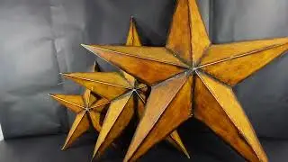 Vintage Yellow Gold Rustic Primitive 3 Different Sizes Large Metal Stars