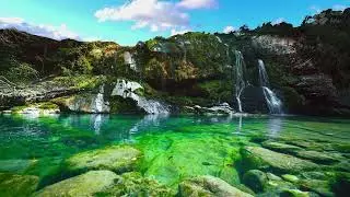 Relax & Unwind: Peaceful Turquoise River & Waterfalls | 10 Hours of Calming Water Sounds