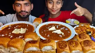 BUTTER LOADED MASALA PAV BHAJI & TOMATO PASTA EATING |INDIAN STREET PAVBHAJI CHALLENGE|| CHILLED COK