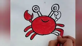 easy way to draw crab / crab drawing and painting for kids & toddlers