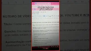 Modelo de roteiro p/ Tiktok, Reels e Shorts do Youtube #videomarketing
