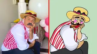 Funny hotel toy story with Daddy | Funny drawing meme