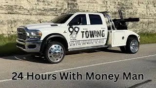 24 Hours With Money MAN |24s On Tow Truck, Tootie Raw, New Jordans, Car Roll Over Accident|