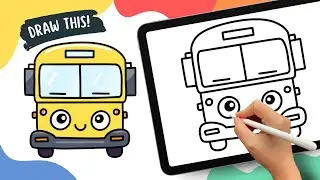 School Bus &ndash; Easy Cartoon Drawing Tutorial