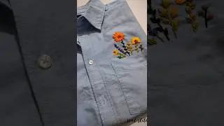 A little pocket garden to brighten everyday wear 💐#embroidery #flowerblooms #embroiderylover #petals