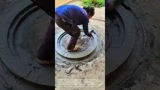 Creating Circular Concrete Design: Smoothing Cement with a Custom Tool