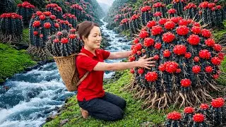 Brave Women Harvests Ultra Rare Mutant Black Cactus on Dangerous Cliff | Market Crowd Buys Out Fast