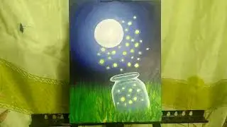 Fireflies in a jar | Acrylic paint on canvas
