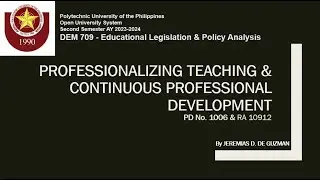 PD 1006 - Teacher Professionalization and CPD Law