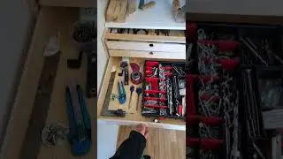 plywood drawers for tools. the bottoms are the slides + beeswax :)  #toolstorage #drawers
