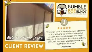 Client Review: Motorized Roller Shades in Cos Cob CT 🪟 #coscobct #motorizedshades #bumblebeeblinds 🐝