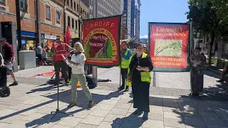 May Day Union march rally demo in Cardiff Central.