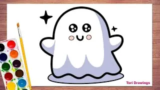 Learn to Draw Halloween Ghost in 5 Easy Steps | Tori Drawings