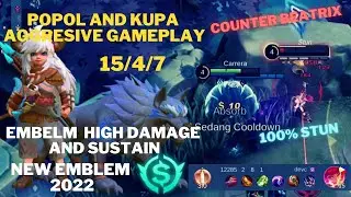 COUNTER BEATRIX !! POPOL AND KUPA AGGRESIVE GAMEPLAY WITH HIGH DAMAGE BUT SUSTAIN EMBLEM - MLBB