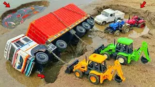 😱Tata Dumper, Tractor & Pickup Accident! JCB 3DX Pulling Out All Vehicles| JCB Wala Video| ZR Toys