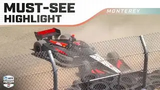 Jacob Abel Crashes Into Tire Wall for Early Exit | 2025 INDYCAR at Laguna Seca