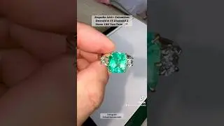Handcrafting 5.60TCW AAA Asscher Emerald & Round Diamond 3 Stone 6 Prong Ring 18K