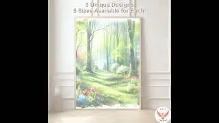 Enchanted Forest Watercolor, Spring Bloom Wall Art, Tranquil Woodland Decor, Nature Inspired Home