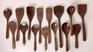 UPTALY 15pcs Wooden Kitchen Utensils Set, Long Natural Teak Spoons, Wood Spatula for Nonstick Pan