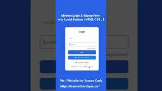 Modern Login & Signup Form with Social Buttons | HTML CSS JS #webdevelopment #loginform