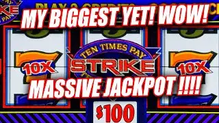 EPIC JACKPOT ON TEN TIMES PAY STRIKE SLOT MACHINE  ★ HIGH LIMIT MAX BET SLOT MACHINE