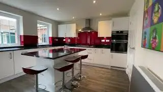 Red 100% Fine Sparkle Glass Glitter Splashback | Modern Kitchen Design by CreoGlass
