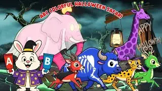 ABC Colorful Halloween Safari Animals Song | ABCs & Colors Song For Kids #abcd #abcsong