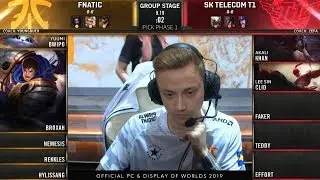 Faker Plays Mid Tristana, Rekkles On Garen! - FNC VS SKT Highlights - 2019 Worlds Group D1