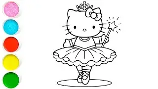Cute Hello kitty princess drawing painting coloring for kids and toddlers Art for beginners 