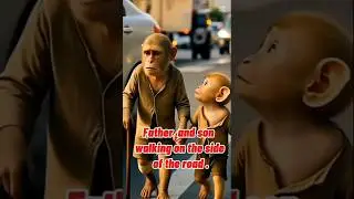 poor baby monkey cartoon and his father short stories  struggling emotional #shorts #cartoon #short