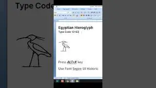 Egyptian Hieroglyph Code 13163  #computerthecourse #computer #microsoftword #msword #shorts