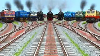 All Realistic Trains Run At Bumpy CurvesRailroad Track|high graphics train video| train cartoon game