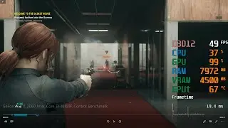 GeForce RTX 2060 -- Intel Core i3-10100F -- Control FPS Test Ray Tracing Video