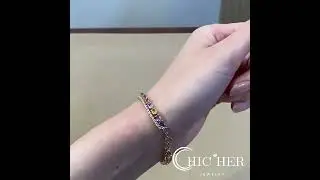 Oval Cut Rainbow Sapphire and Diamond Bracelet