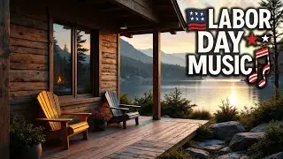 Relaxing Labor Day Music 4K | Peaceful Lake Cabin Sunset Vibes 🌅🎶