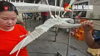 Hanging gleamy oriental white stork for Chinese Yueyang museum.