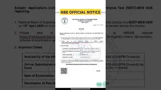 Neet mds nbe notice #inicet2025 #neetmds