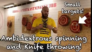 KNIFE THROWING - Using BOTH HANDS hitting small targets!! (AMBIDEXTROUS) - Could you do this?