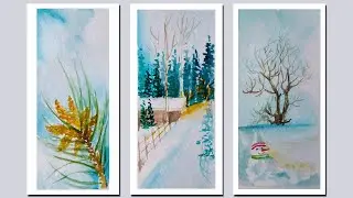WATERCOLOR Christmas Cards / Bookmarks Drawing | Happy New Year Cards Easy | DIY Holiday Cards Ideas