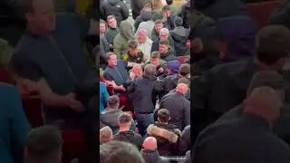 Man City fans fighting with each other in the away end at Arsenal yesterday