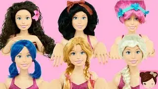 Barbie Disney Make Over with Wigs with Moana, Elsa, Trolls