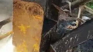 Refinery Cleaning Demo: Oil Removed from Steel Supports (Pressure Washer)