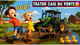 FAZENDINHA de BRINQUEDO do MATHEUS E ISABELA 🐮🐷🚜🐖🐄🐓- TRATOR CAIU na PONTE 😱😱-PASSEIO na FAZENDA 