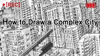 Architectural sketch: Drawing City 2-point perspective view