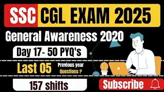 Day 17~50 PYQ's|SSC CGL PYQ'S SERIES|General Awareness|Last 05 year PYQ's|PYQ's of 2024pre exam