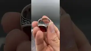Red Zircon Stone Silver Ring, Red Men Ring #shorts #shortvideo #jewelry
